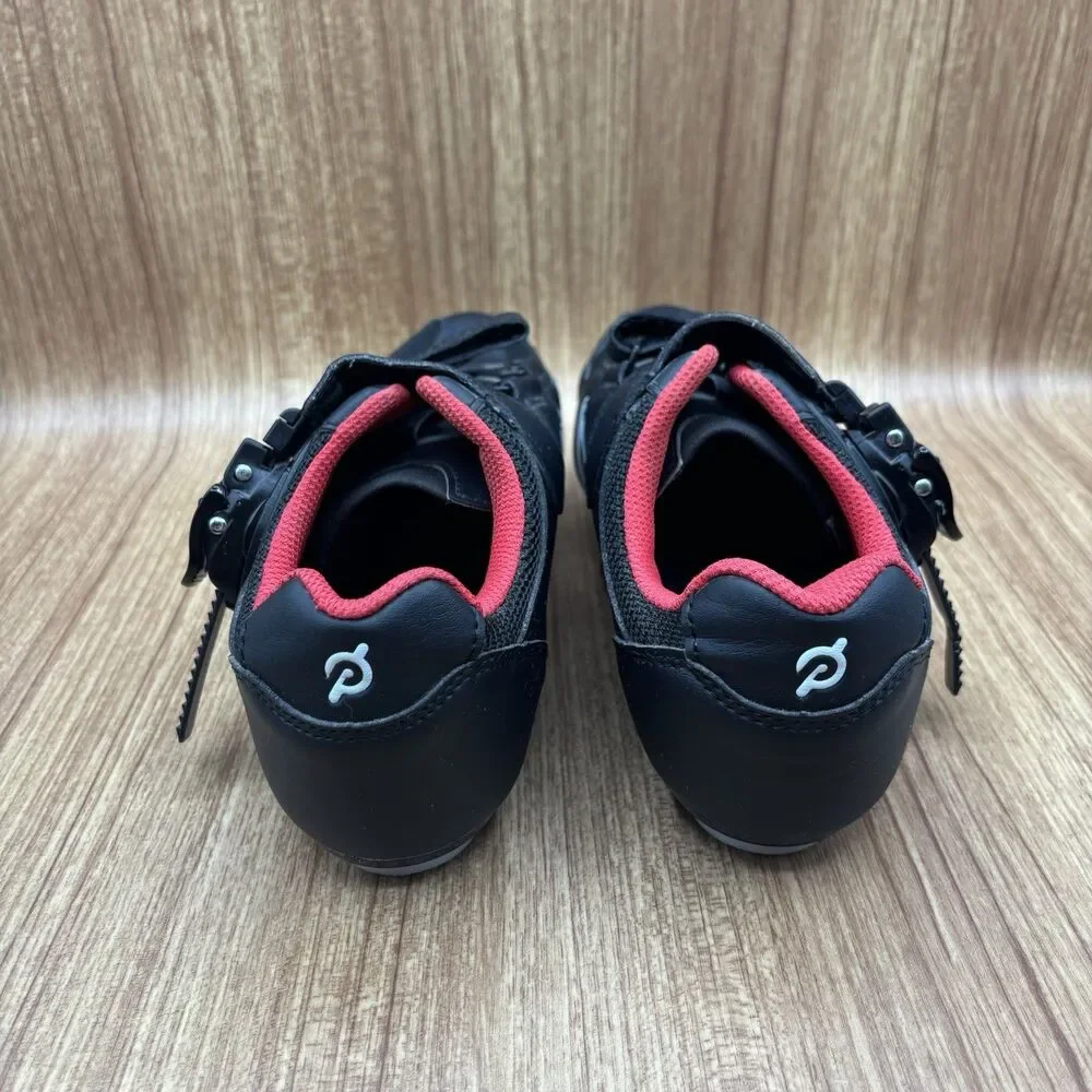 Peloton Cycling Women's Size‎ 7 EU 38 Black Red Leather Cleats Athletic Shoes